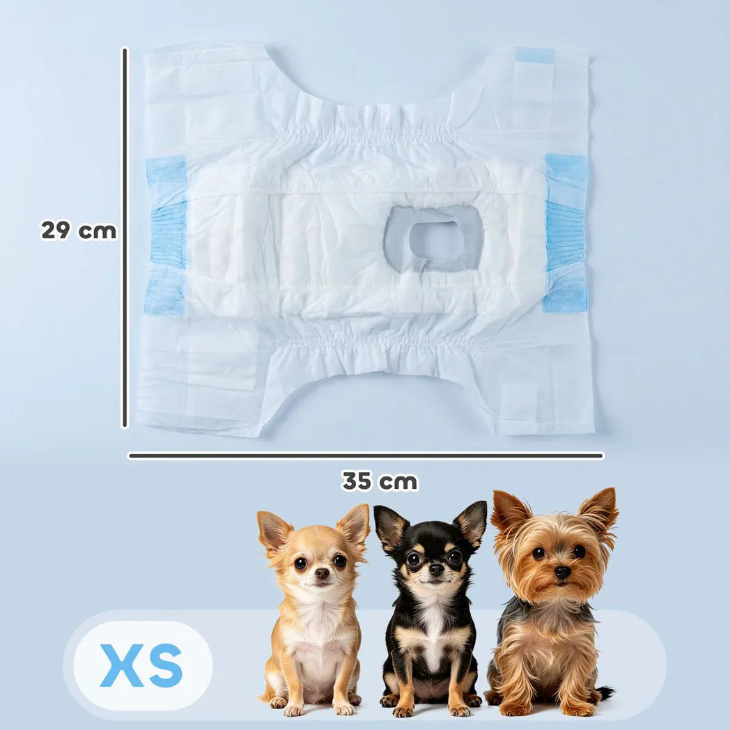 PawHut Disposable Dog Diapers Female Incontinence or Excitable Urination and Training 48 Count, XS, 15-33 cm
