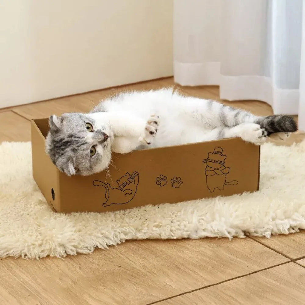 5X Cat Box Scratcher Scratching Board Heavy Duty Corrugated Cardboard Kitten UK