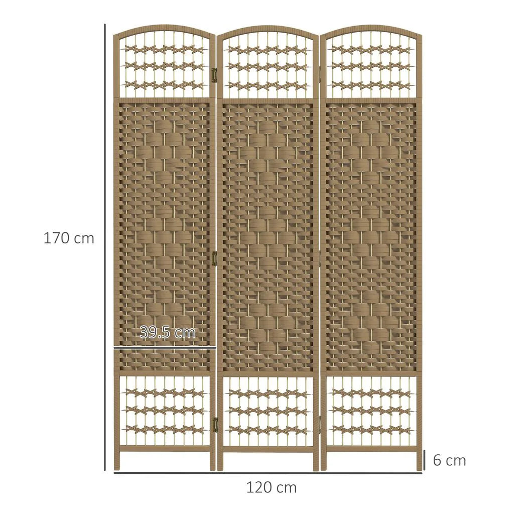 HOMCOM 3 Panel Folding Room Divider, Privacy Screen, Paravent Partition Separator for Living Room, Bedroom, Natural Wood