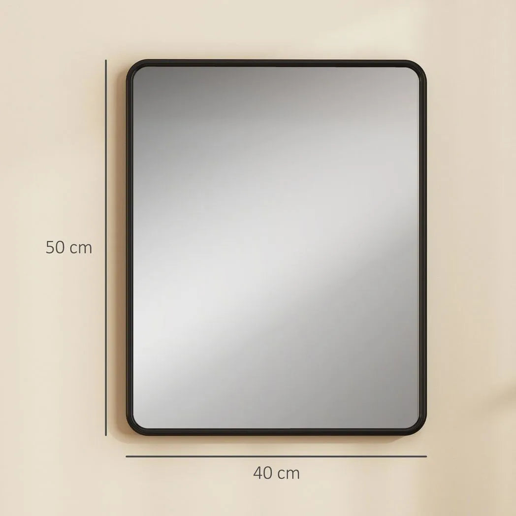 HOMCOM Rectangular Wall Mirror with HD Glass - Black