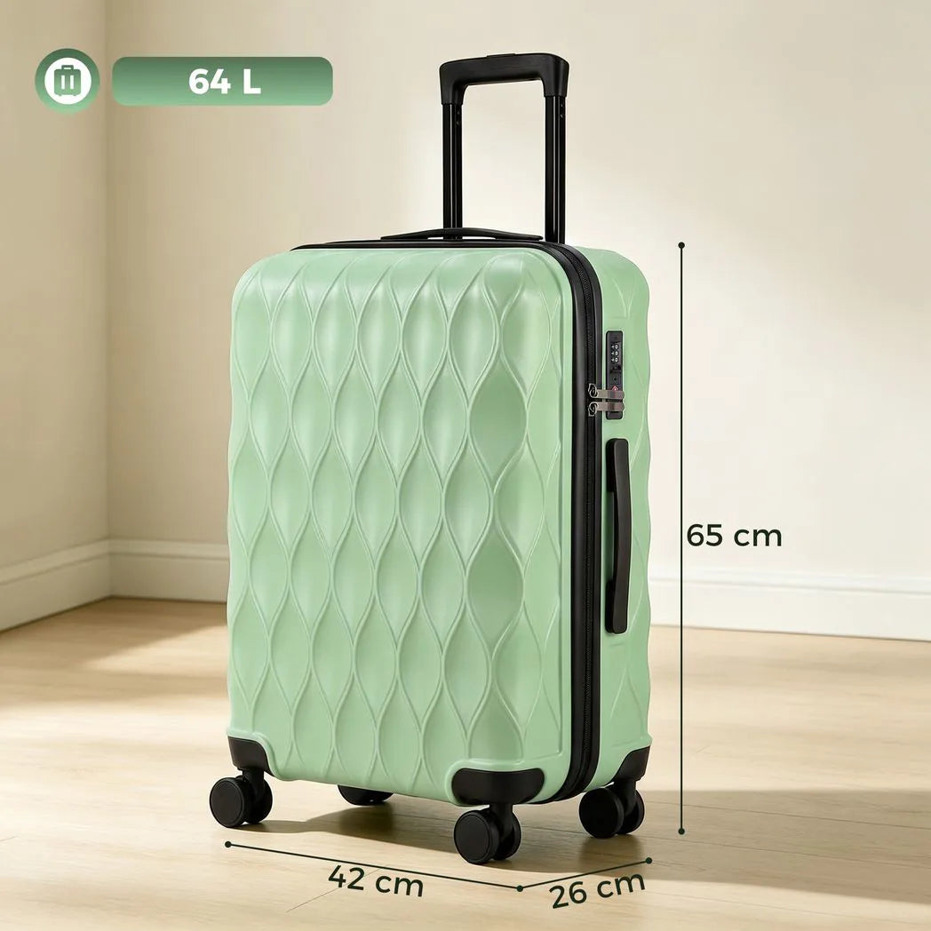 HOMCOM 24Inch Suitcase, ABS Hard Shell Checked Luggage with TSA Lock, Spinner Wheels, Telescopic Handle, Green