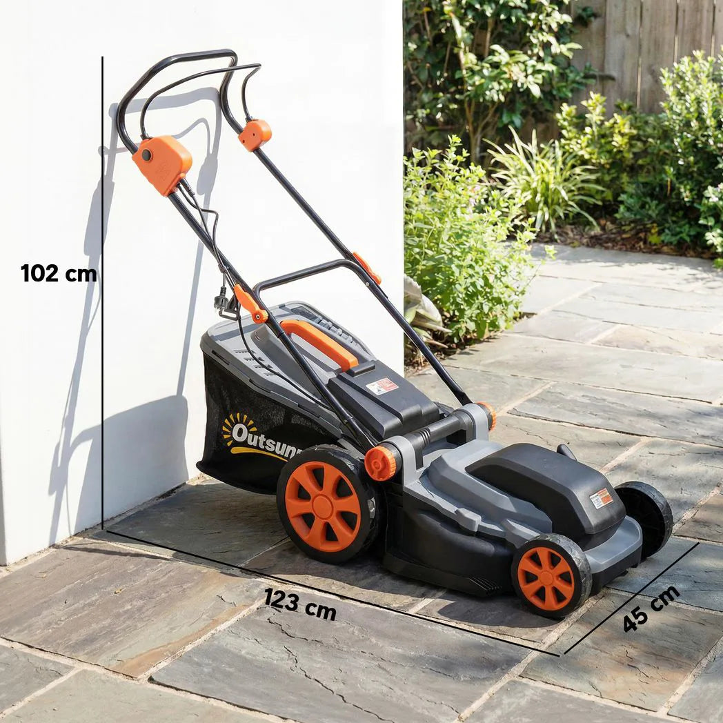 Outsunny 1800W Electric Lawnmower with 40cm Cutting Width, Mulching Feature, 50L Grass Collection Bag, 6 Cutting Heights