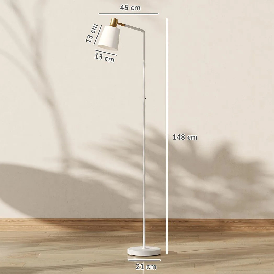 HOMCOM Modern Standing Lamp, Floor Lamp with 350° Rotatable Head for Living Room, White