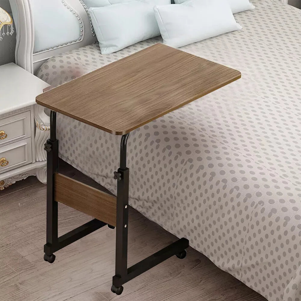 Height Adjustable Mobile Over Bed Table Hospital Overbed Aid Desk Laptop Tray