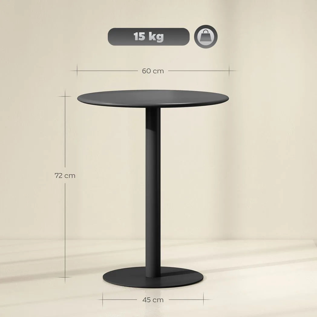 HOMCOM Dining Table, Round Kitchen Table with Steel Base for Living Room, Dining Room, 60 x 60 x 72cm, Black