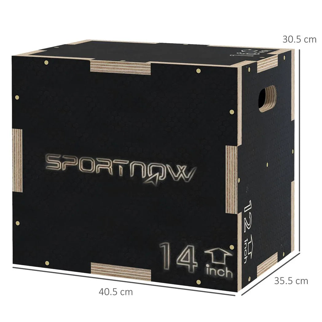 SPORTNOW Multi-Faceted Jump Box, Wooden Step Up Box, for Home, Gym, Exercise, Black