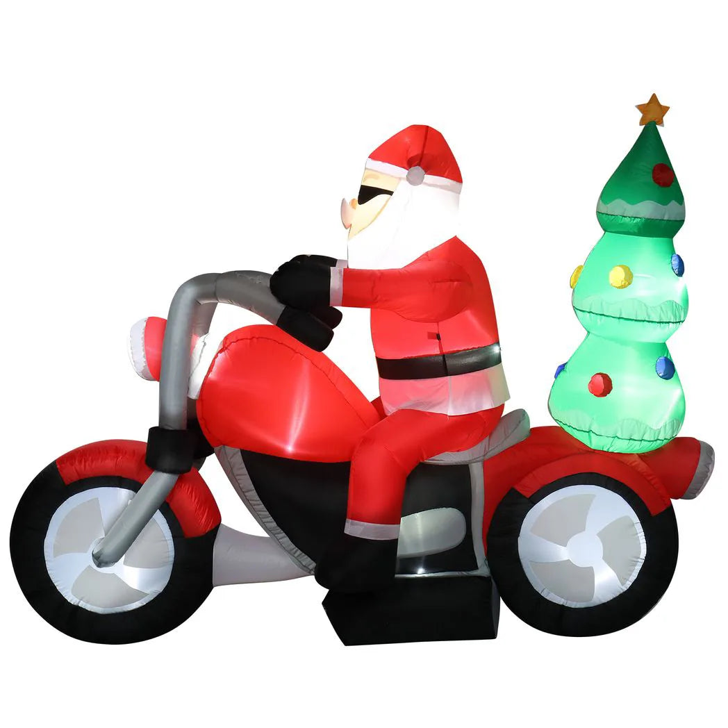 6ft 18W 7 LED Lights Santa Claus Rides Motorcycle Garden Santa Claus Decoration