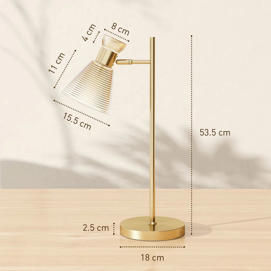 HOMCOM Modern Table Lamp, Bedside Lamp with Adjustable Flower-Shaped Head and E27 Socket for Living Room Bedroom Study, Bulb Not Included, Gold Tone