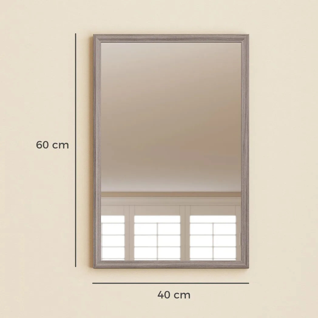 HOMCOM Wall Bathroom Mirror, 40 x 60 cm Wall-Mounted Mirror for Living Room, Bedroom, Hallway, Grey