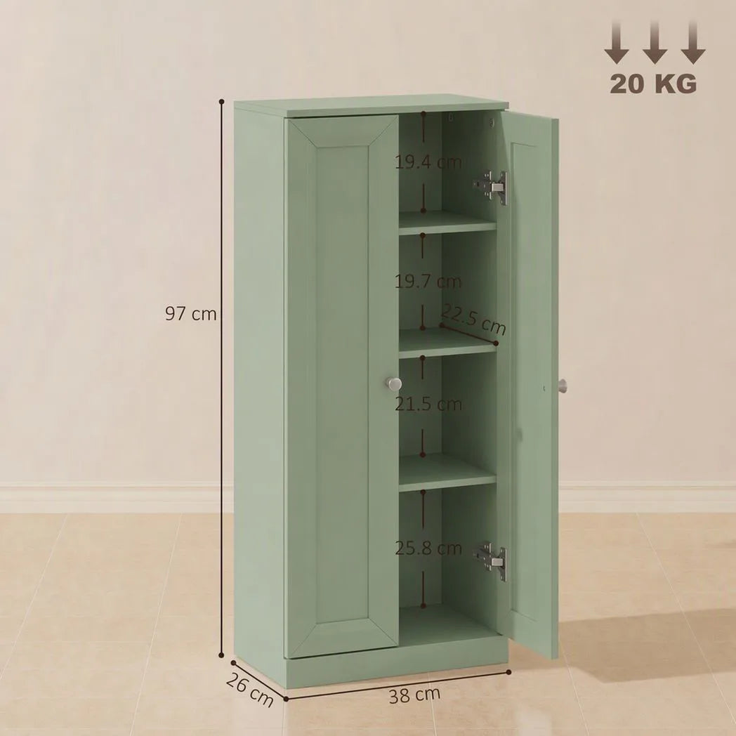 HOMCOM Narrow Bathroom Cabinet, Slim Storage Cabinet with 2 Doors & 4 Tiers, Freestanding Narrow Cupboard