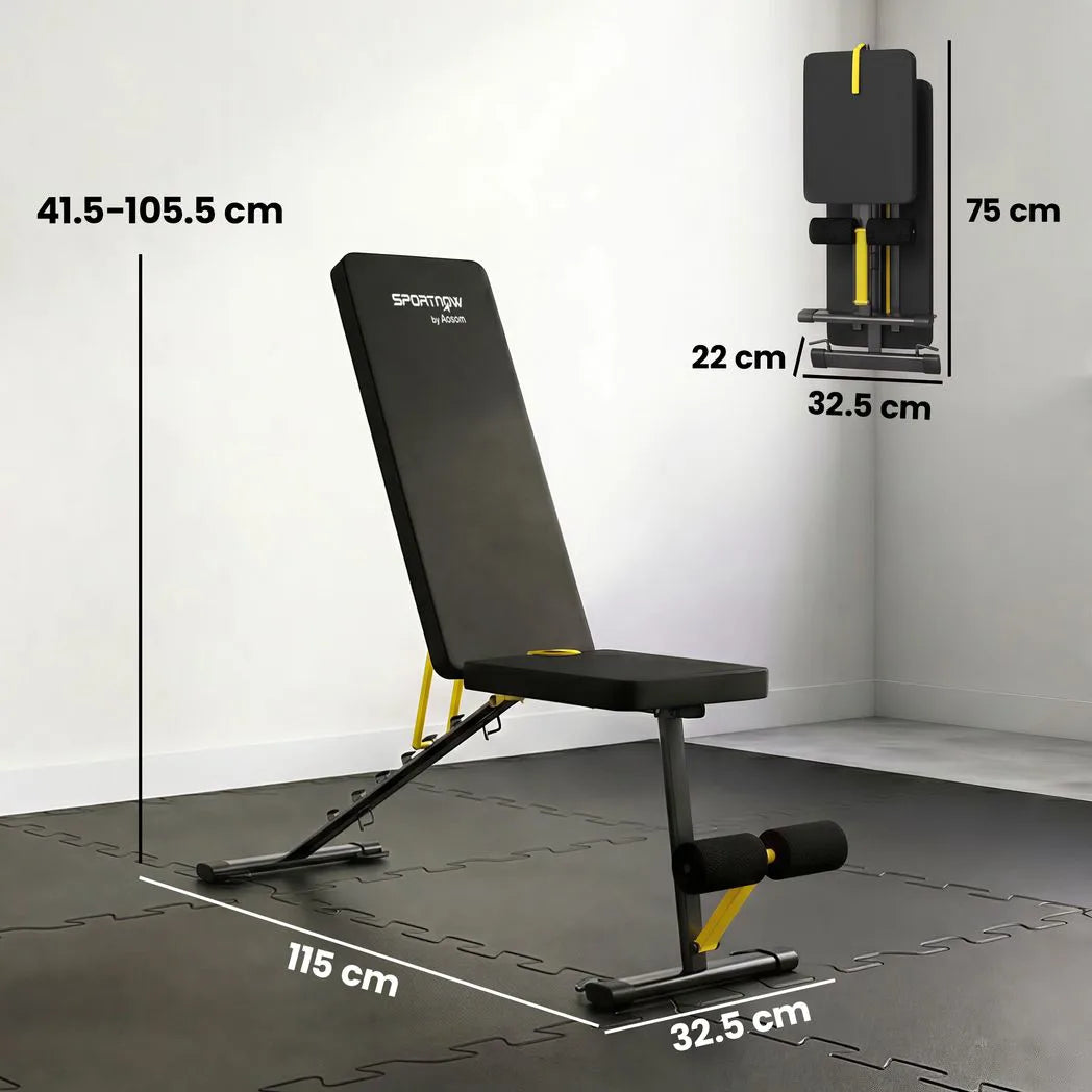 SPORTNOW Adjustable Weight Bench, 300kg Incline Decline Flat Foldable Bench Press with 7 Backrest Positions and Resistance Bands