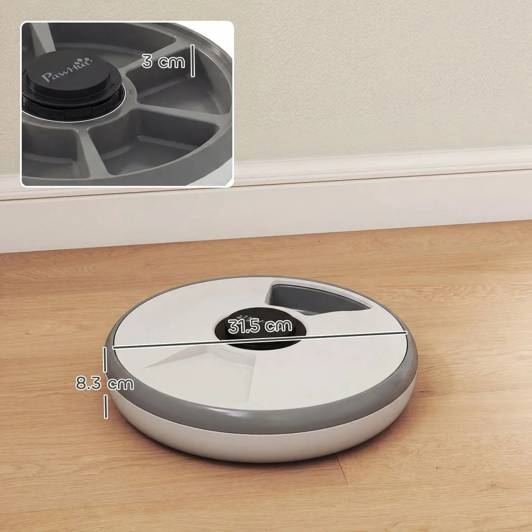 PawHut Automatic Cat Feeder Programmable Timer for Dry Wet Food Cat Food Dispenser with Ice Pack for 6 Meals