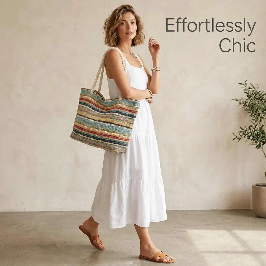 Women Handbag Shoulder bagsNew Summer Large-Capacity Rainbow Shoulder & Tote Bag