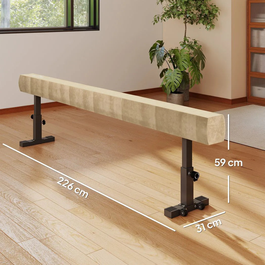 HOMCOM 7.5ft Adjustable Balance Beam, Gymnastics Beam with Wheels, Gymnastics Equipment for 6 Years Old Training