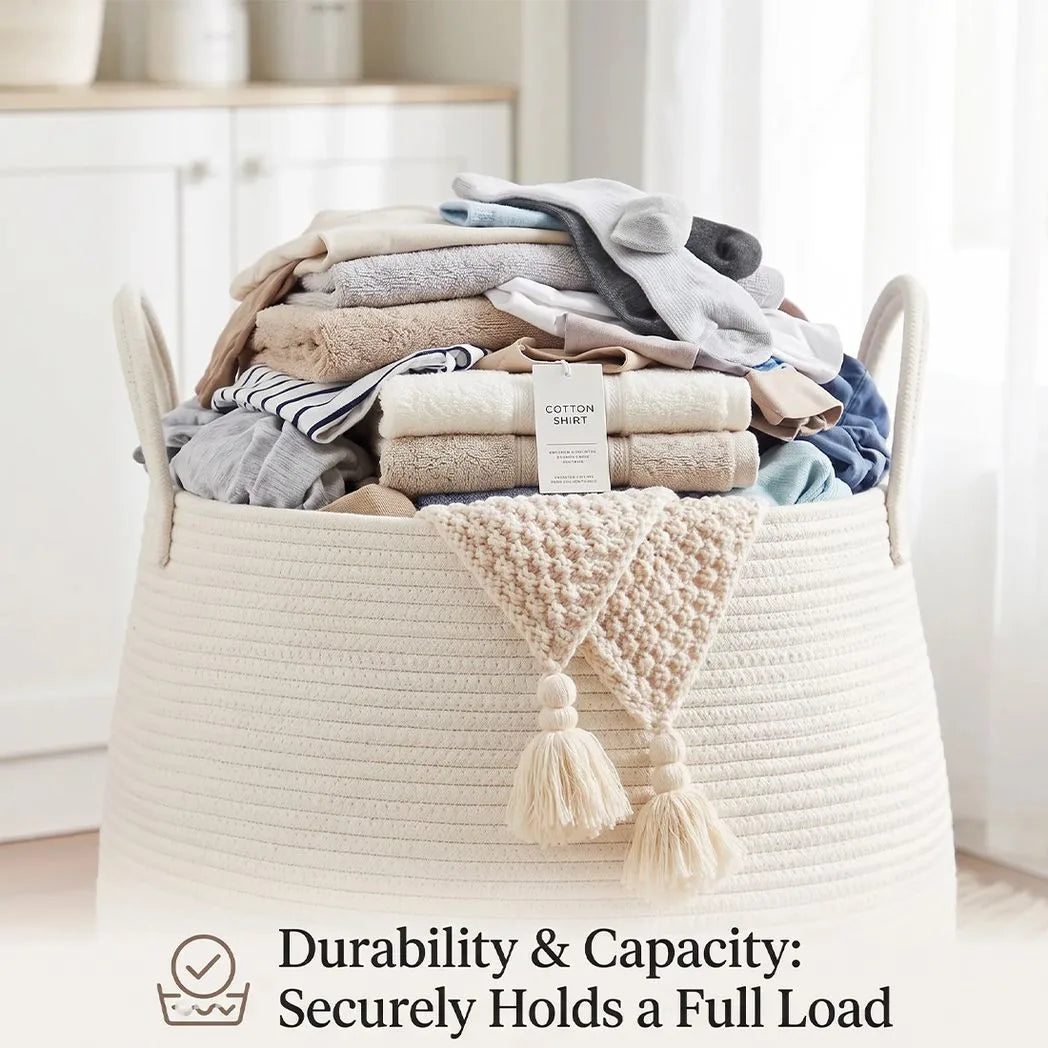 65L Laundry Basket Folding Bin Bag Hamper Dirty Washing Clothes Storage Handle-White