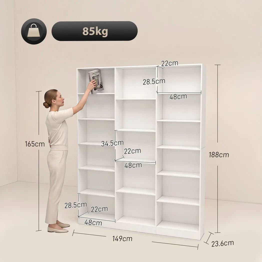HOMCOM Bookcase with Open Storage, 6-Tier Bookshelf with Anti-Tipping Hardware, White
