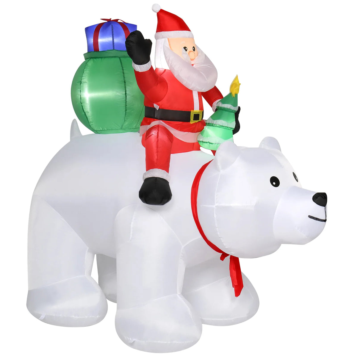 6ft 15W 7pcs LED Lights Santa Claus Rides Polar Bear Garden Santa Claus Decoration