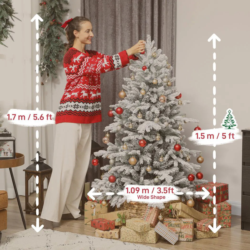 HOMCOM 5ft Snow Flocked Artificial Christmas Tree