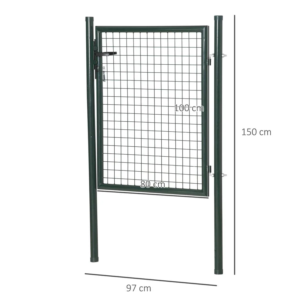 HOMCOM Green Steel Garden Gate with Lock and 3 Keys 97 x 150cm, Green