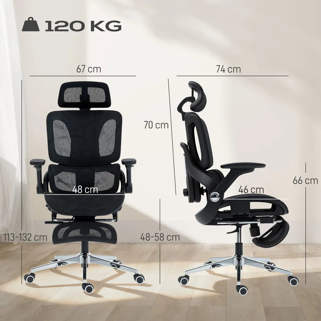 HOMCOM Ergonomic Office Chair, High Back Mesh Desk Chair, Black