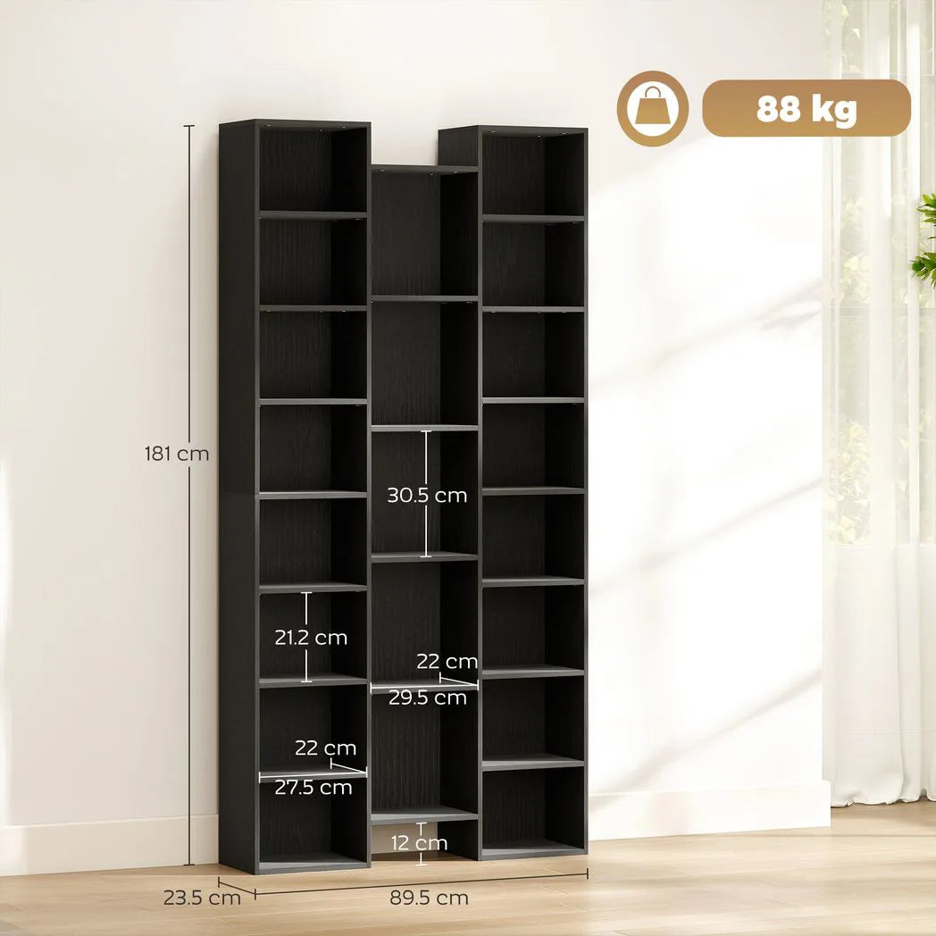 HOMCOM 21-Compartment Bookshelf - Black