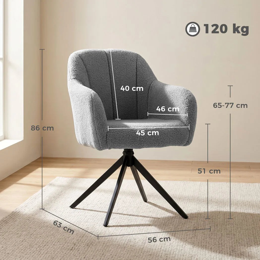HOMCOM 360 Degree Swivel Accent Chair, Teddy Fleece Armchair, Grey