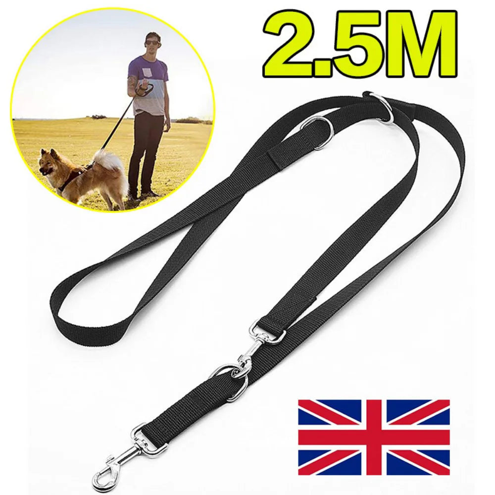Dog Lead 8ft Adjustable Double ended Control Training Leash-Police Style NEW