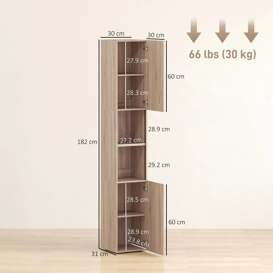 HOMCOM 6-Tier Tall Bathroom Cabinet - Natural