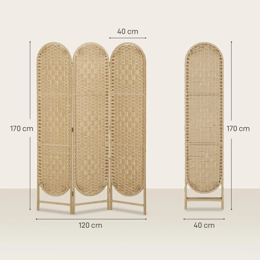 HOMCOM Freestanding Privacy Screen, 3 Panel Folding Room Divider for Living Room, Bedroom and Office, Natural Wood Finish