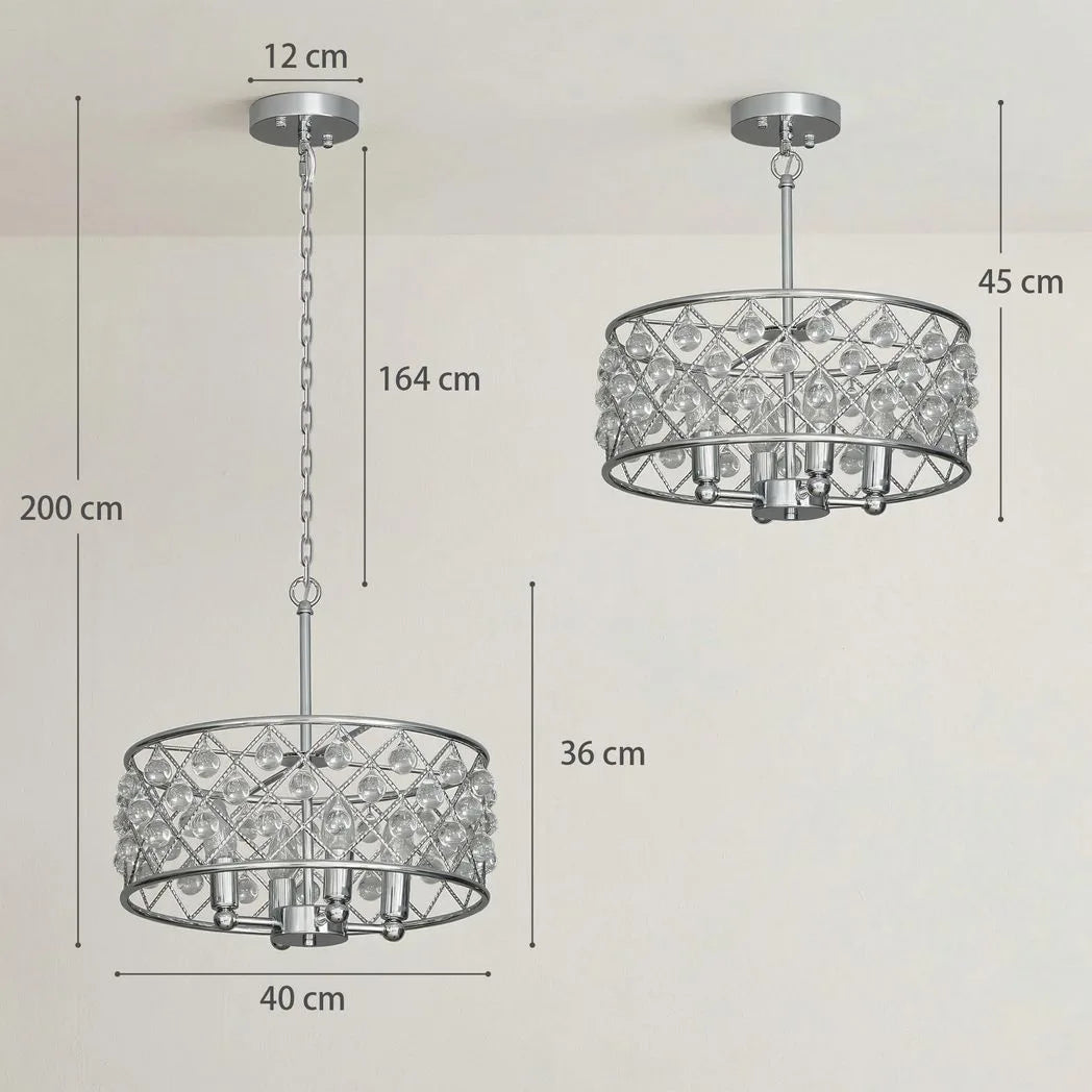 HOMCOM 51 Crystallite Four-Bulb Chandelier - Silver-Tone