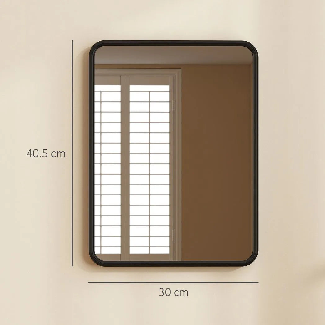 HOMCOM Rectangular Wall Mirror with HD Glass - Black