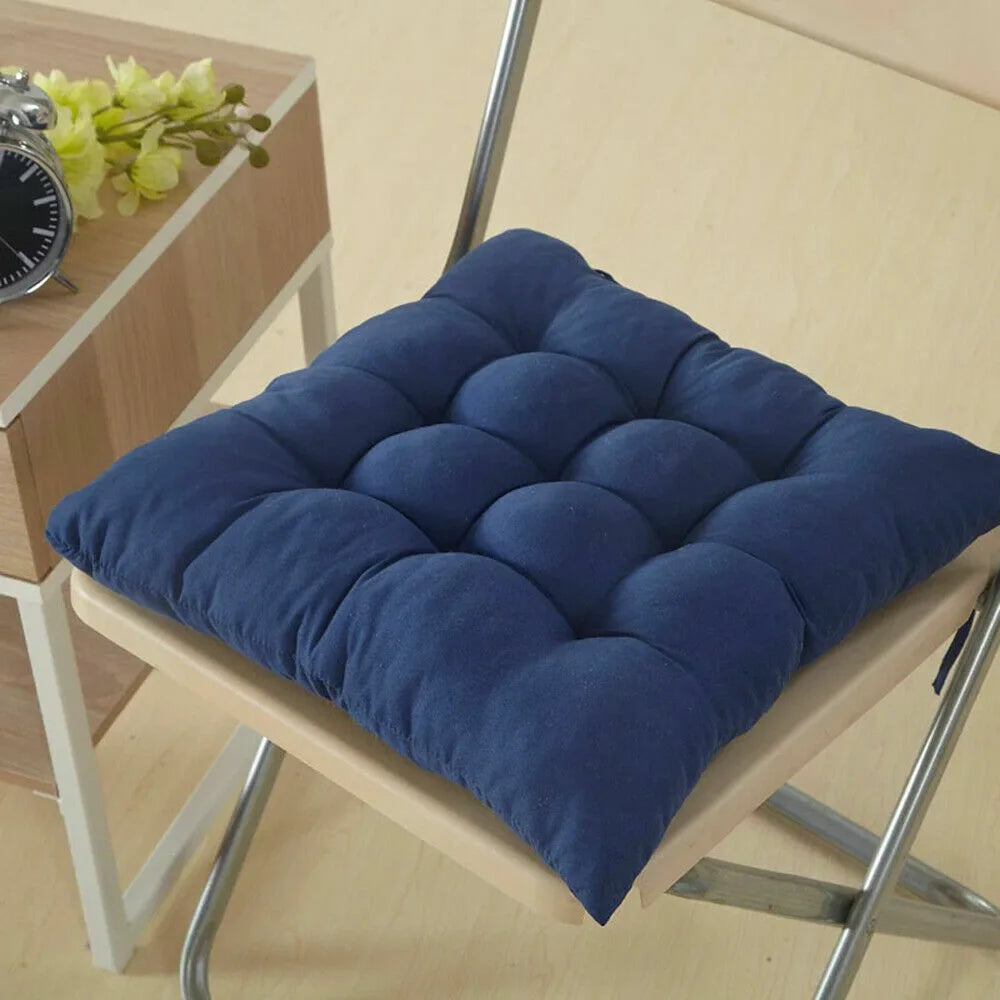 4 Pack Seat Pad Dining Room Garden Kitchen Chair Seat Cushions Tie On Plain UK-blue