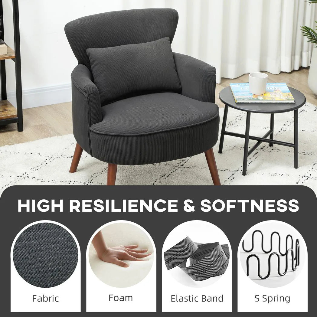 HOMCOM Corduroy Retro Accent Chair - Black
