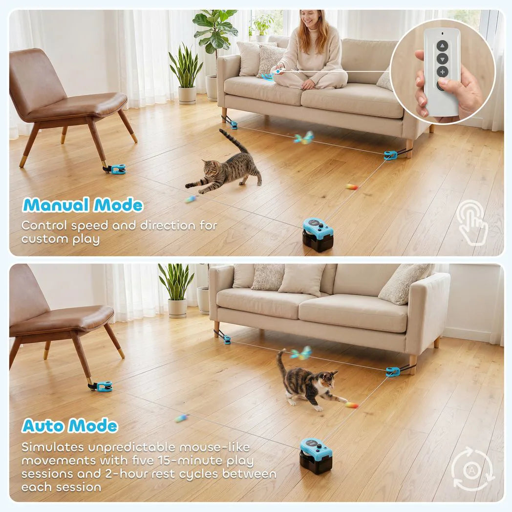 PawHut Interactive Cat Toy for Indoor Kittens & Adult with Adjustable Speed, DIY Track & Mouse Sound