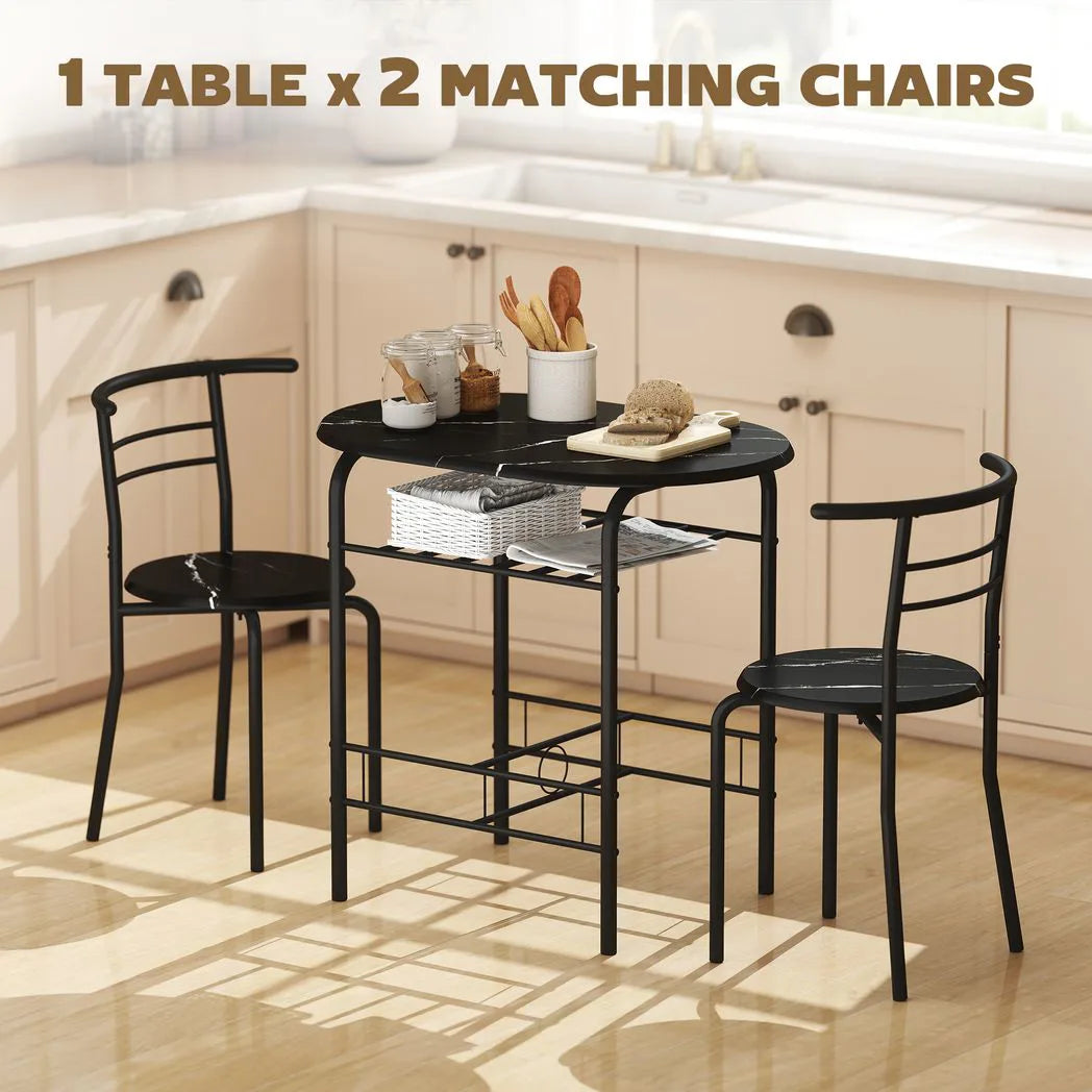 HOMCOM Three-Piece Compact Dining Set - Black
