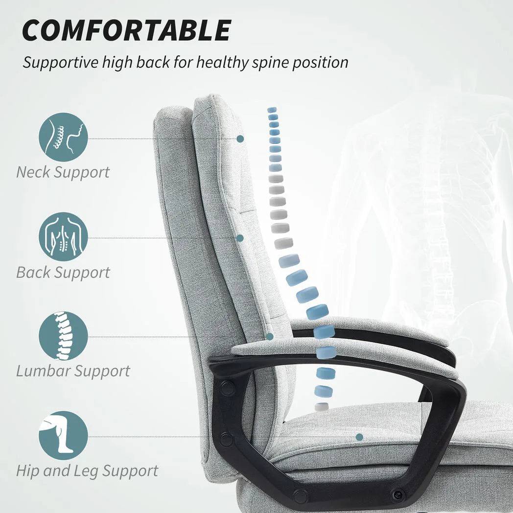 HOMCOM Linen-Look Double-Padded Office Chair - Grey