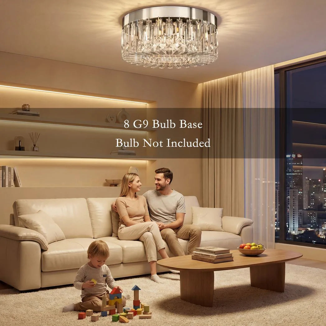 HOMCOM Crystal Chandeliers with 160 Crystal Pendants, 6-Light Ceiling Light for Living Room, Bedroom Dining Room, Silver Tone