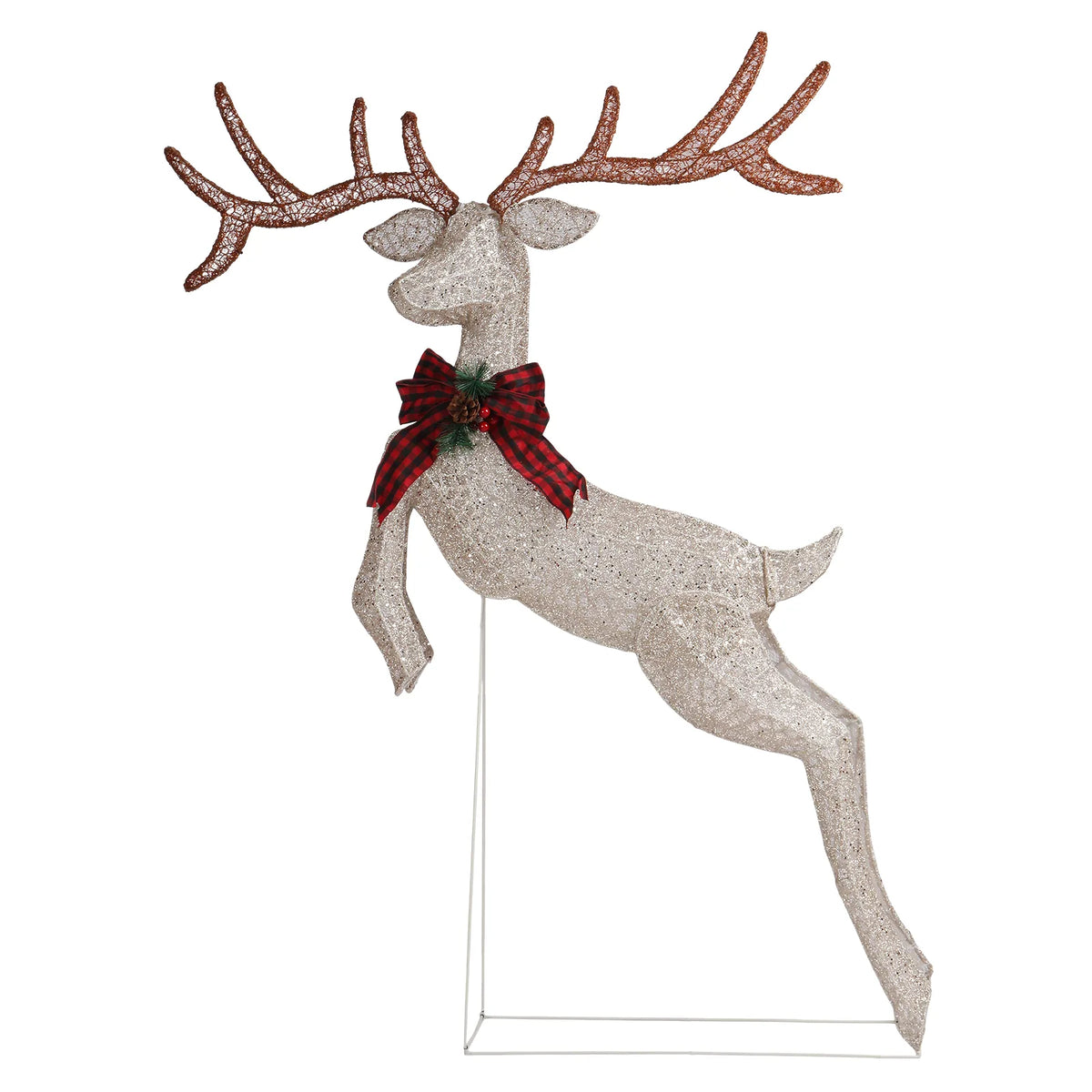 1.5M Lighted Jumping Reindeer Christmas Decorations, Pre-lit Holiday Decor with 100 Warm White LED Lights for Xmas Outdoor Indoor Decor Lighted Holiday Displays