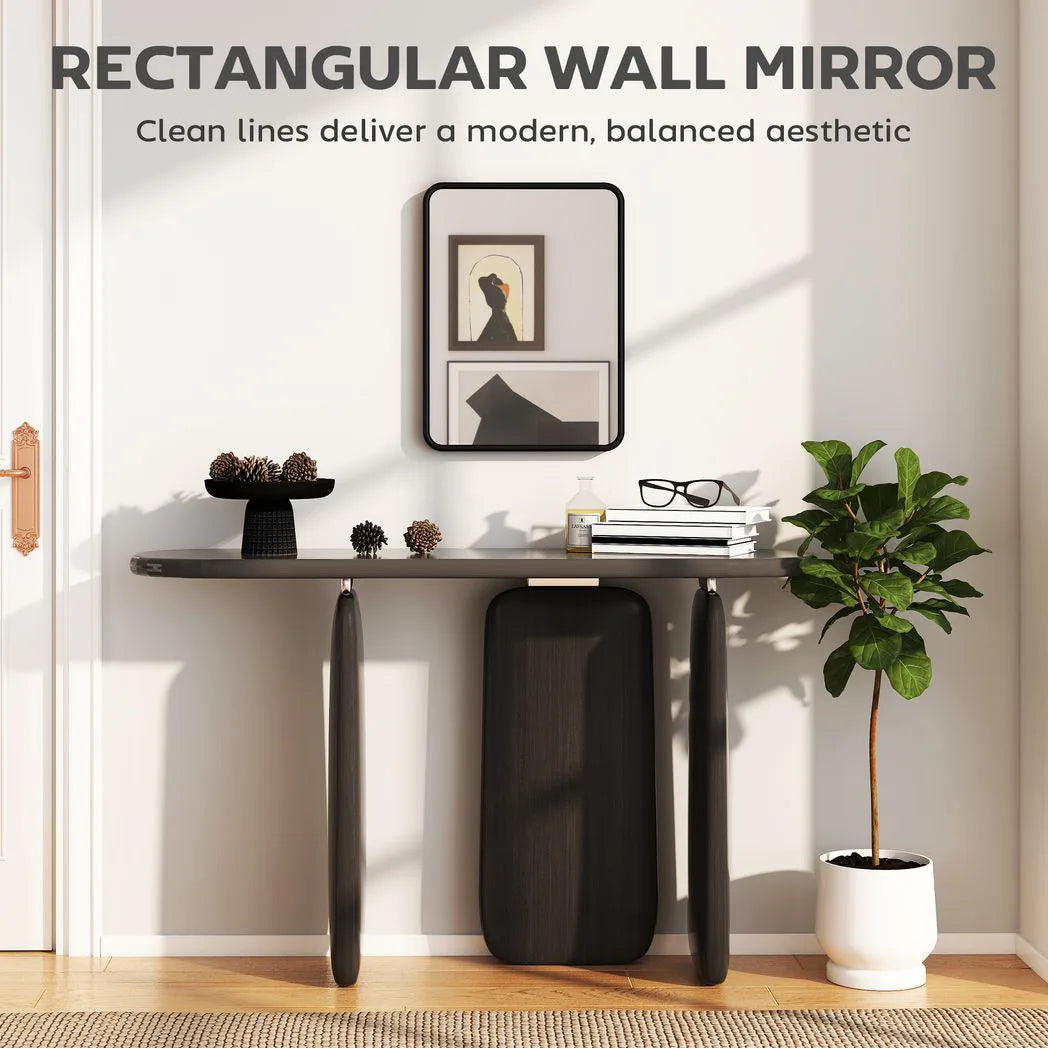 HOMCOM Rectangular Wall Mirror with HD Glass - Black