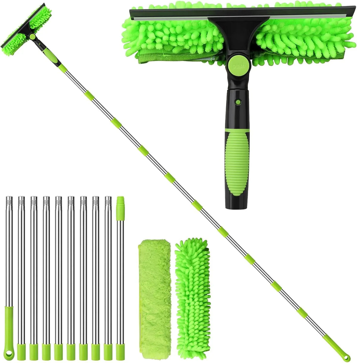4.5M Telescopic Extendable Window Cleaner Equipment Glass Cleaning Squeegee green