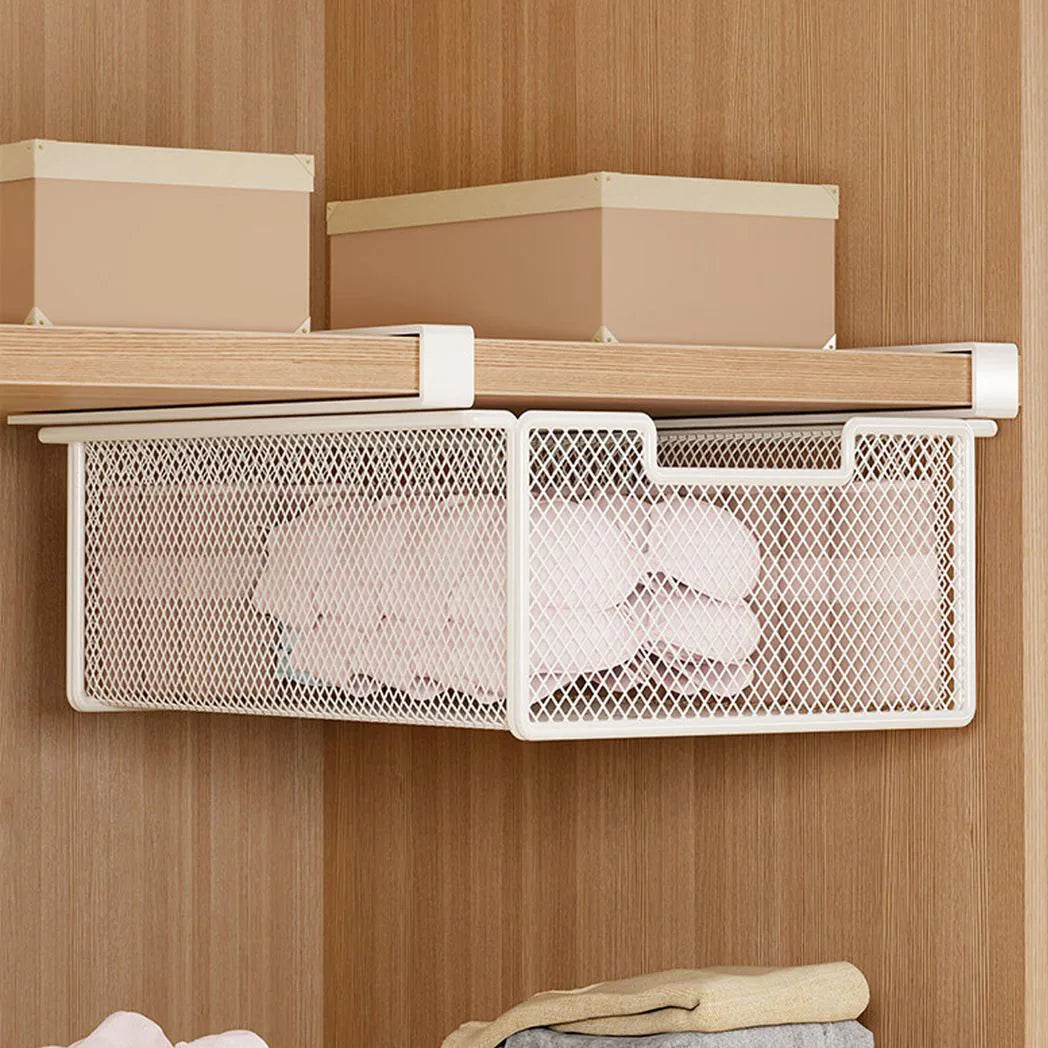 1PC  Pull-Out Wardrobe Storage Basket Hanging Storage Rack Underwear Storage Box-White