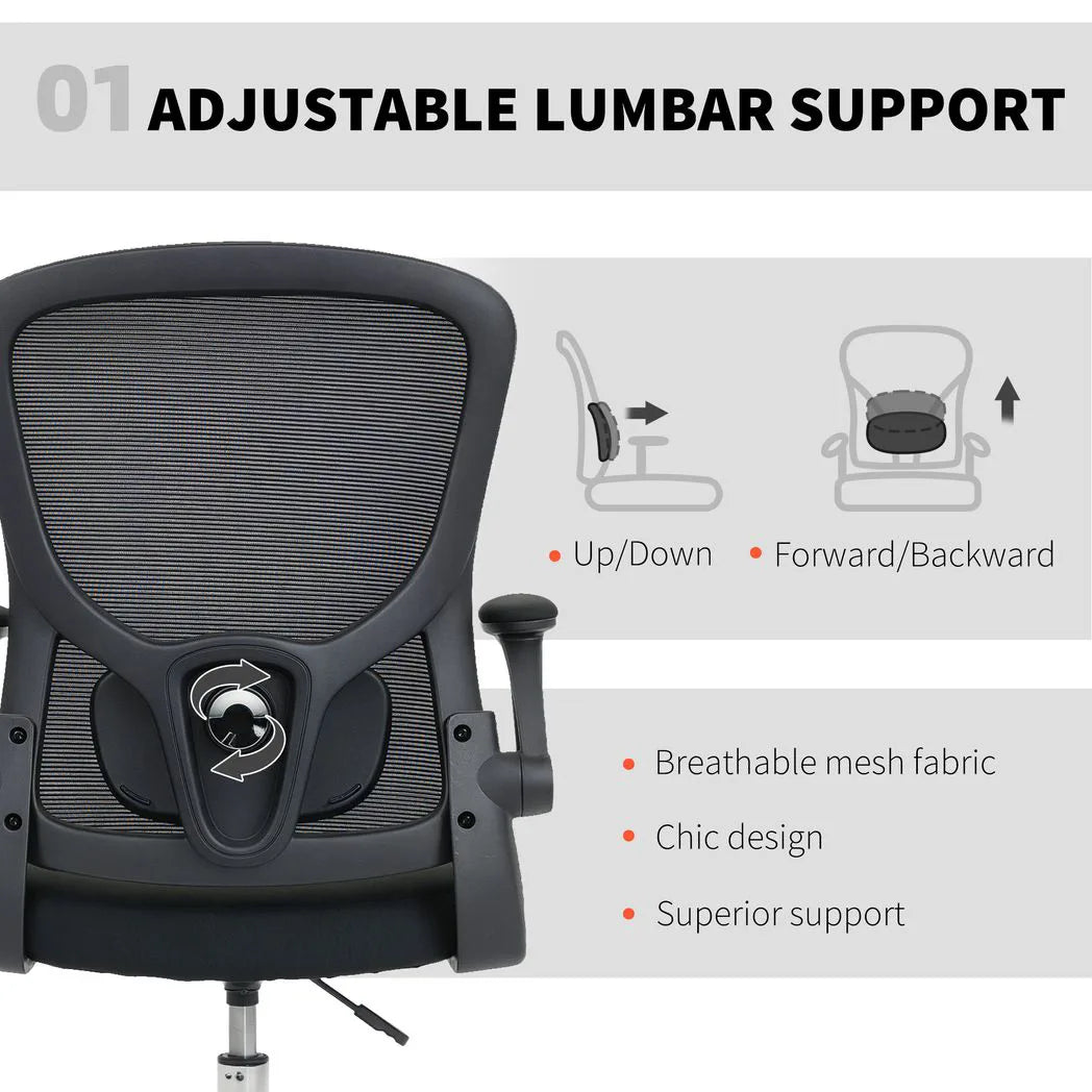 HOMCOM Draughtsman Chair, with Adjustable Lumbar - Black