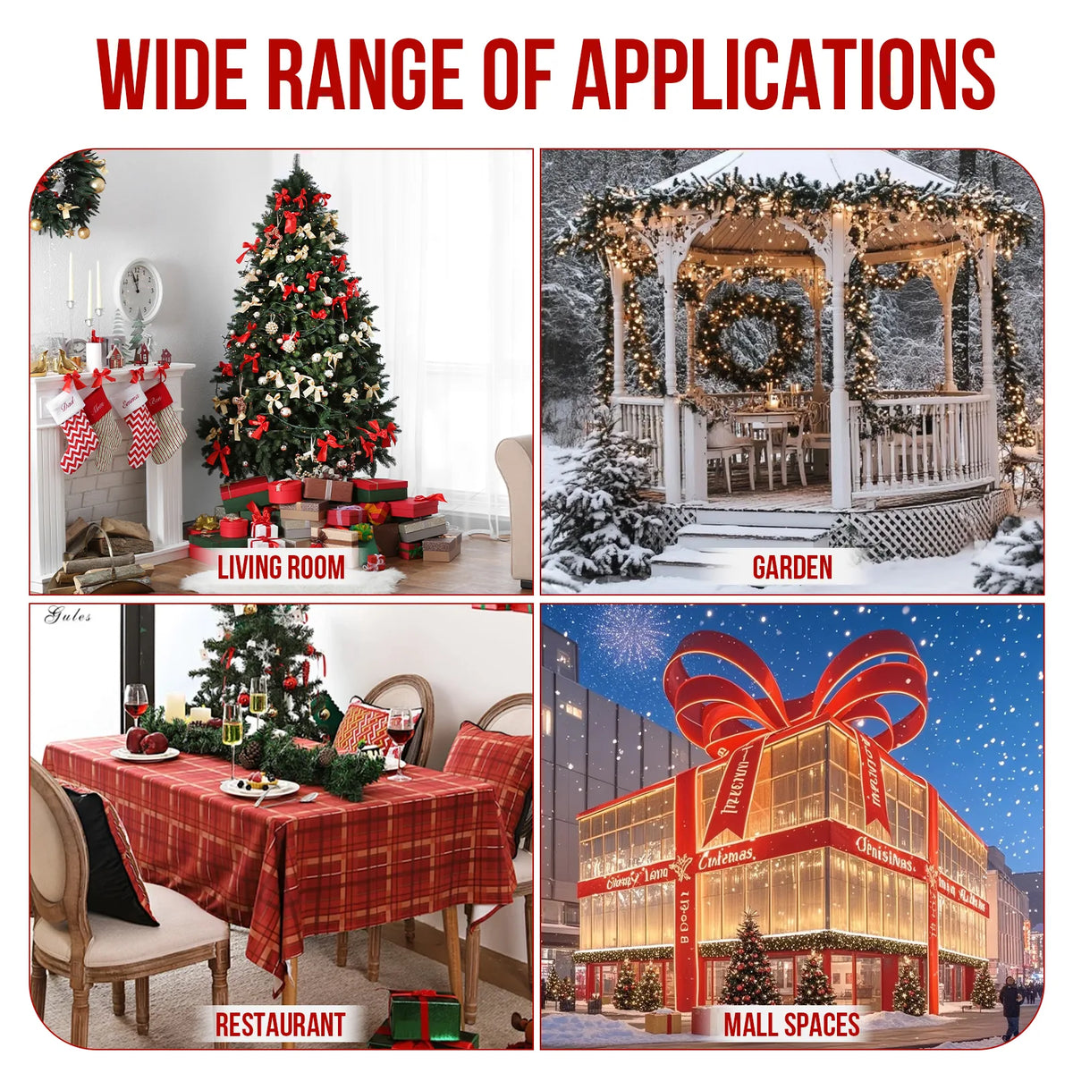 Pre-lit Outdoor Giant Bowknot Christmas Decoration, Lighted Metal Frame with 124 Warm White LED Lights, for Front Door Gate Wall Indoor Outdoor Holiday Party, Golden