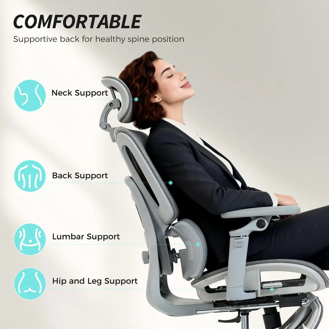 HOMCOM Ergonomic Office Chair, High Back Mesh Desk Chair, Grey
