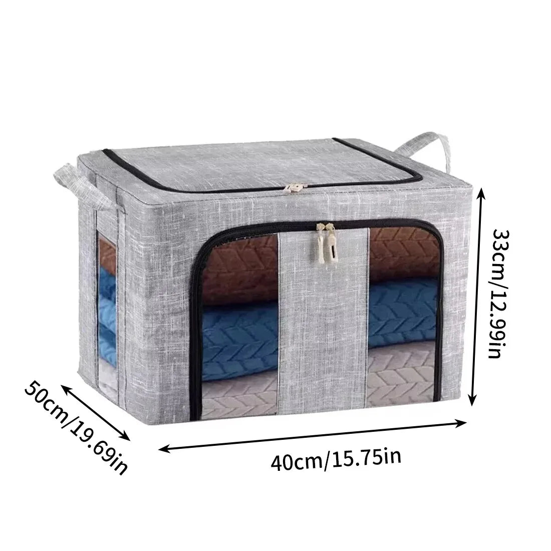 2Pcs 66L Folding Storage Box Made of Thick Fabric Steel Frame Wardrobe Organizer