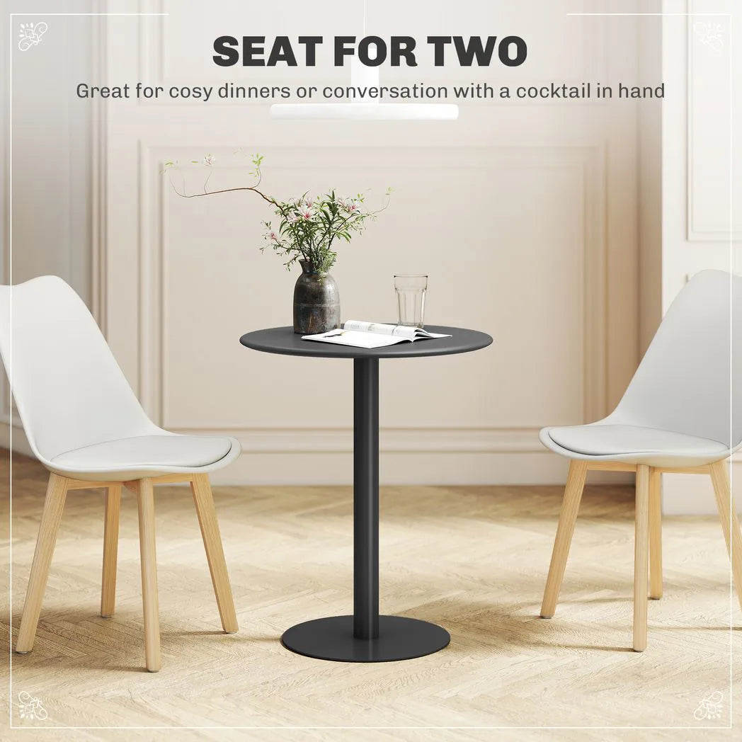 HOMCOM Dining Table, Round Kitchen Table with Steel Base for Living Room, Dining Room, 60 x 60 x 72cm, Black