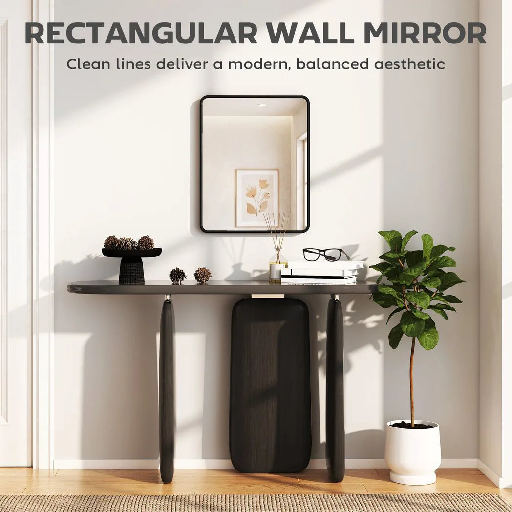 HOMCOM Rectangular Wall Mirror with HD Glass - Black