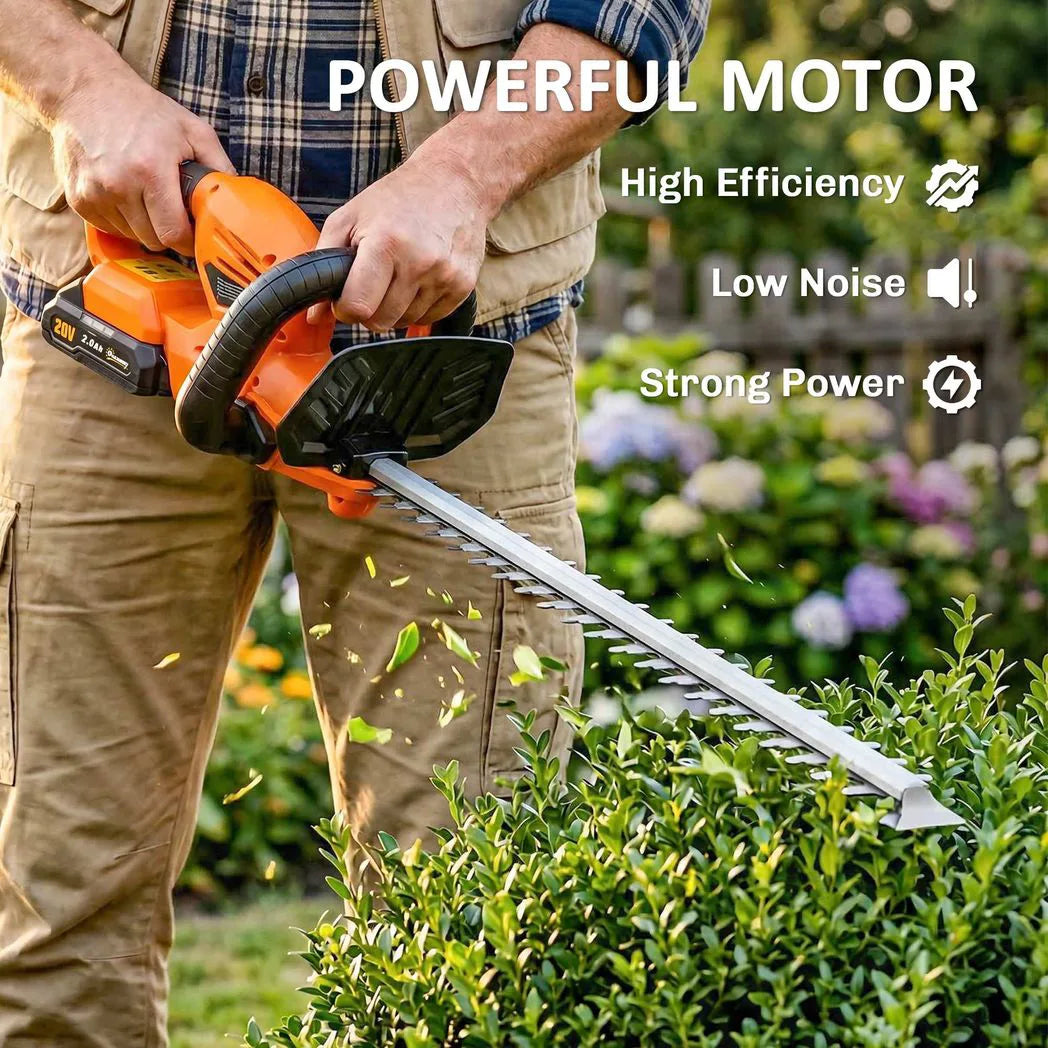 Outsunny 20" Cordless Hedge Trimmer, 18V Electric Hedge Cutter with 51cm Dual Action Blade, 2000mAh Battery and Charger