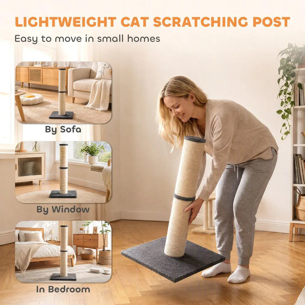 PawHut Cat Scratching Post, 80cm Tall Cat Scratch Post with Sisal Rope, Plush Base, Lightweight Claw Scratcher
