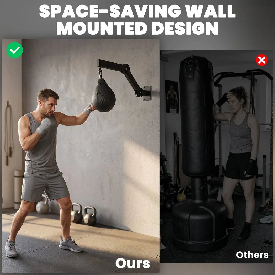 SPORTNOW Wall Mount Speed Bag, Height Adjustable Boxing Speed Bag with Manual Air Pump and Wrenches, Home Gym Workout Equipment